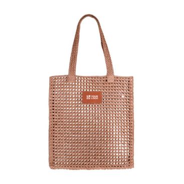 Shopper in carta rafia con manici e etichetta per la personalizzazione