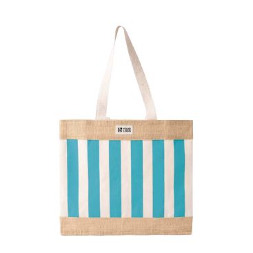 Borsa in cotone riciclato e iuta con design a quadretti 220 g/m²