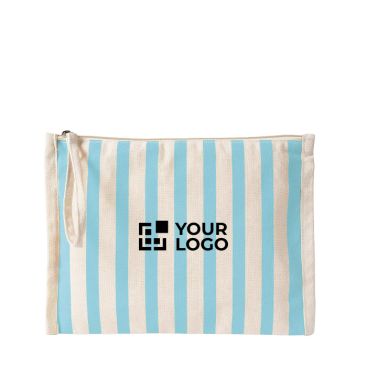 Beauty case in cotone riciclato con laccetto tipo bracciale 180 g/m²