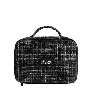 Beauty case in poliestere effetto tweed con apertura totale 270 g/m²