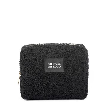 Beauty case in poliestere con finitura sherpa e chiusura zip 360 g/m²