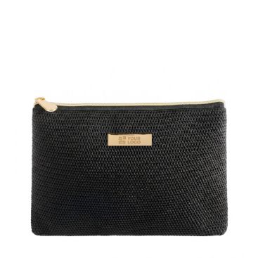 Necessaire in tessuto testurizzato con chiusura a zip e base stretta