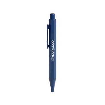 Penna a sfera in alluminio con meccanismo a pulsante e inchiostro blu