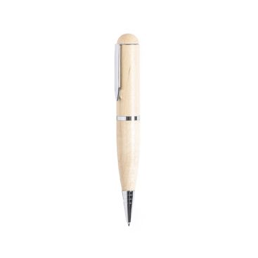 Penna ecologica USB in legno, rotante e con inchiostro blu