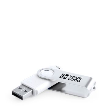 USB in plastica riciclata resistente con clip metallica rotante