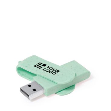 USB in paglia di frumento in vari colori con clip rotante abbinata
