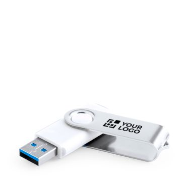 USB con clip metallica in formato rotante e corpo bianco