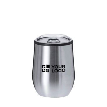 Bicchiere termico in acciaio inox con coperchio trasparente 330 ml