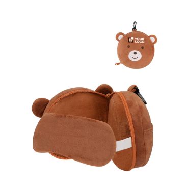Set cuscino poggiatesta e mascherina per bambini in custodia orsetto