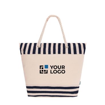 Borsa in RPET con interno in alluminio e motivo a righe