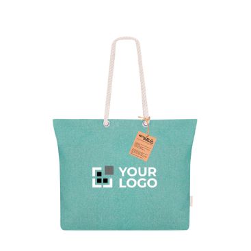 Borsa in cotone riciclato con soffietto e manici in cotone 220 g/m2