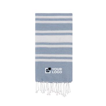 Telo mare leggero a righe in cotone e poliestere con frange 150 g/m2
