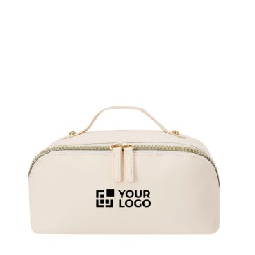 Raffinato beauty case in PU con ampio scomparto e manico per trasporto