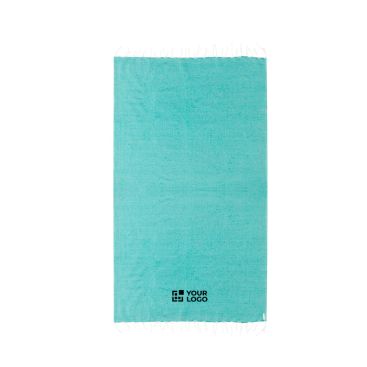 Pareo in cotone riciclato e RPET con frange bianche 180 g/m2