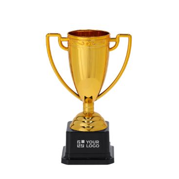 Trofeo dorato con 2 manici laterali su base nera