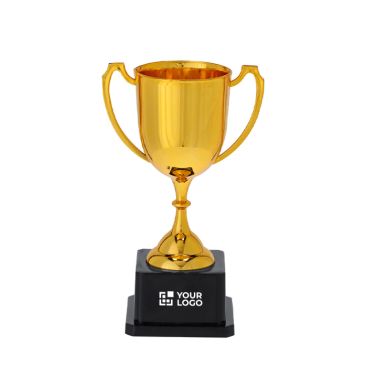Tipico trofeo dorato con 2 manici laterali e base nera
