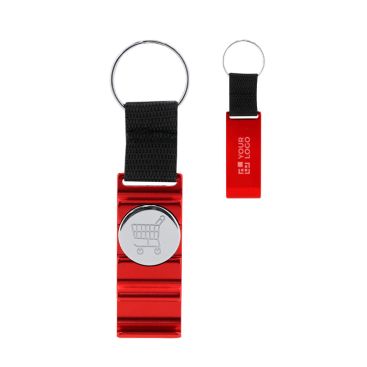 Portachiavi in nylon con gettone per carrello e supporto smartphone