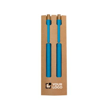 Set penna inchiostro blu e matita infinita in fibra di grano
