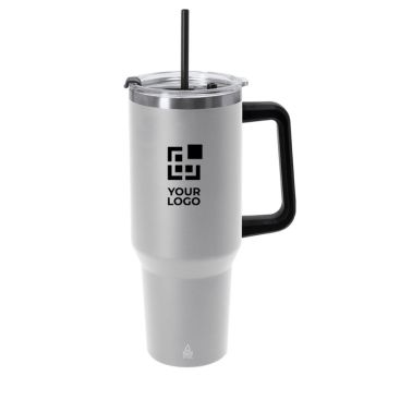 Tazza termica in acciaio inox riciclato con cannuccia e foro 1,2l