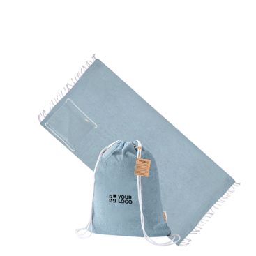Zaino a coulisse con pareo pieghevole in cotone riciclato 170 g/m²