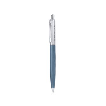 Penna metallizzata con pulsante e clip metallizzato, inchiostro blu