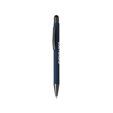 Penna a sfera con gommino a scatto in alluminio riciclato, inchiostro blu