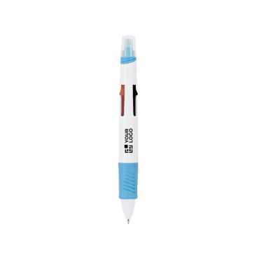 Penna a 4 colori con evidenziatore integrato e cappuccio