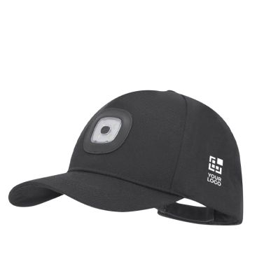 Cappellino a 5 pannelli in poliestere con torcia estraibile a 4 LED 200mAh
