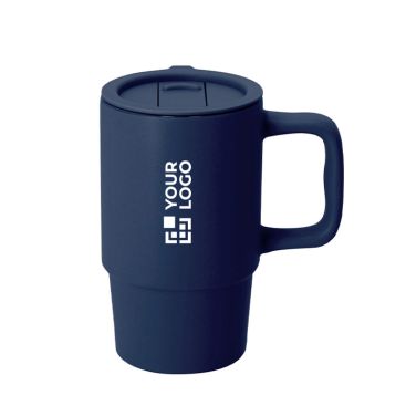 Tazza da asporto in ceramica con coperchio scorrevole e finitura opaca 430ml