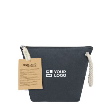 Beauty case in cotone riciclato con cordino e zip 240 g/m²