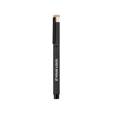 Roller in bambù con alluminio riciclato e finitura gommata, inchiostro blu