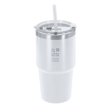 Bicchiere termico in acciaio inox a doppia parete con cannuccia 650 ml