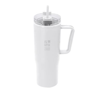 Bicchiere termico in plastica riciclata con manico per il trasporto 900 ml