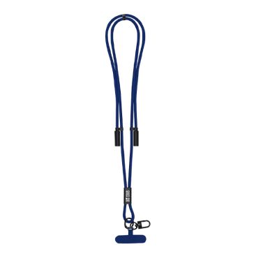 Lanyard porta smartphone in poliestere RPET con cavo di ricarica integrato