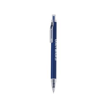 Penna a sfera in alluminio riciclato con dettagli trasparenti, inchiostro blu