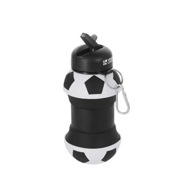 Borraccia pieghevole in plastica con design pallone da calcio e moschettone 550 ml