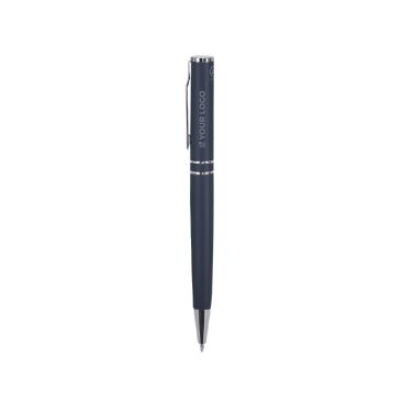 Penna a rotazione in alluminio riciclato finitura opaca inchiostro blu