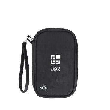 Custodia organizer da viaggio in PU con zip e protezione RFID