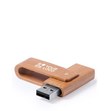 USB in legno di bambù con meccanismo rotante protettivo