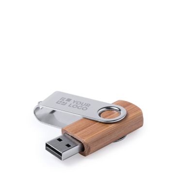 Memoria USB in legno di bambù con clip metallica rotante Memoria USB in legno di bambù con clip metallica rotante