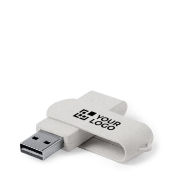 Memoria USB in paglia di frumento con scocca rotante protettiva