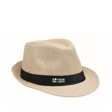 Cappello in paglia di carta con fascia in poliestere nera