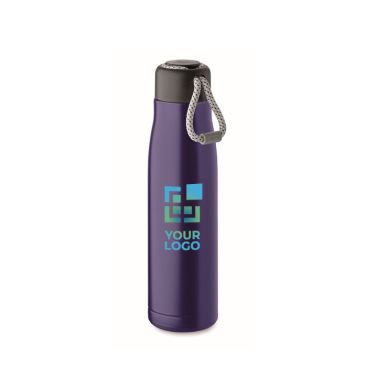 Borraccia con doppio parete isolata in acciaio inox con cordino 500ml