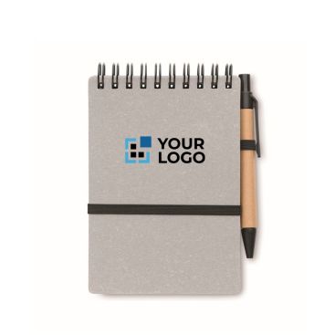 Block notes ecologico tascabile a righe con penna a inchiostro blu
