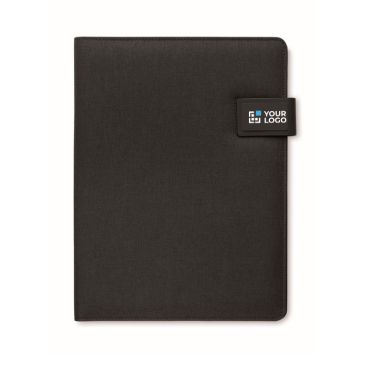 Portadocumenti A4 in pelle e lino con powerbank e caricatore wireless