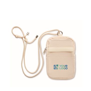 Borsello per telefono cotone riciclato 280g/m² con cordino regolabile