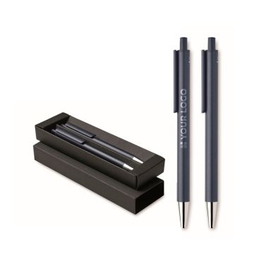 Set di 2 penne in alluminio riciclato: 1 in grafite e 1 inchiostro blu
