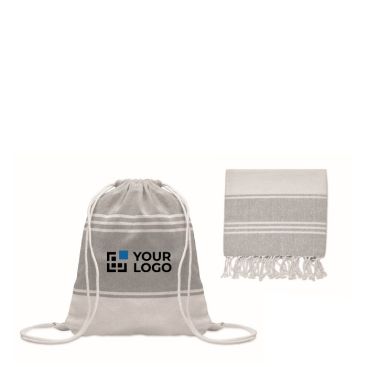 Telo mare hammam in cotone e poliestere riciclato 180g/m² con zainetto