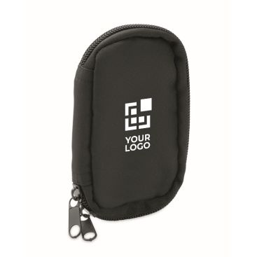 Astuccio portachiavi in RPET con zip e 5 anelli