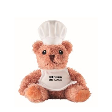 Orsetto di peluche in poliestere cuoco con cappello e grembiule
